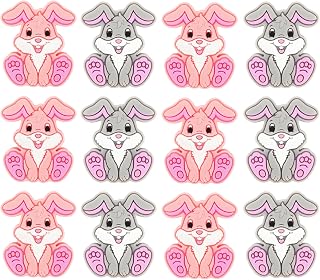 12PCS Bunny Silicone Beads, Rabbit Silicone Focal Beads, Cute Animal Silicone Beads, Loose Beads Bulk for Pens Keychain Necklace Bracelet Lanyard Jewelry Making Accessories DIY Handicrafts…
