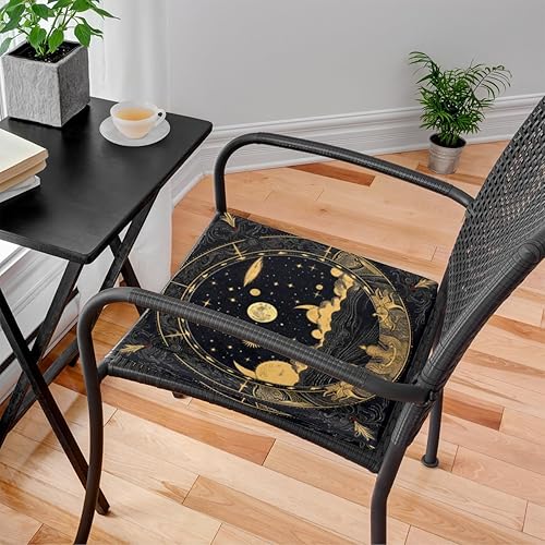 Miniatura 2 de Bardic Chair Cushion 1 Pack Ethnic Moon Pattern Memory Foam Seat Cushion Ethnic Painted Removable Square Chair Pads for Kitchen Dining Office Chairs