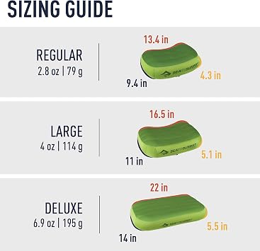 Sea to Summit Aeros Premium Inflatable Travel Pillow, Large, Lime