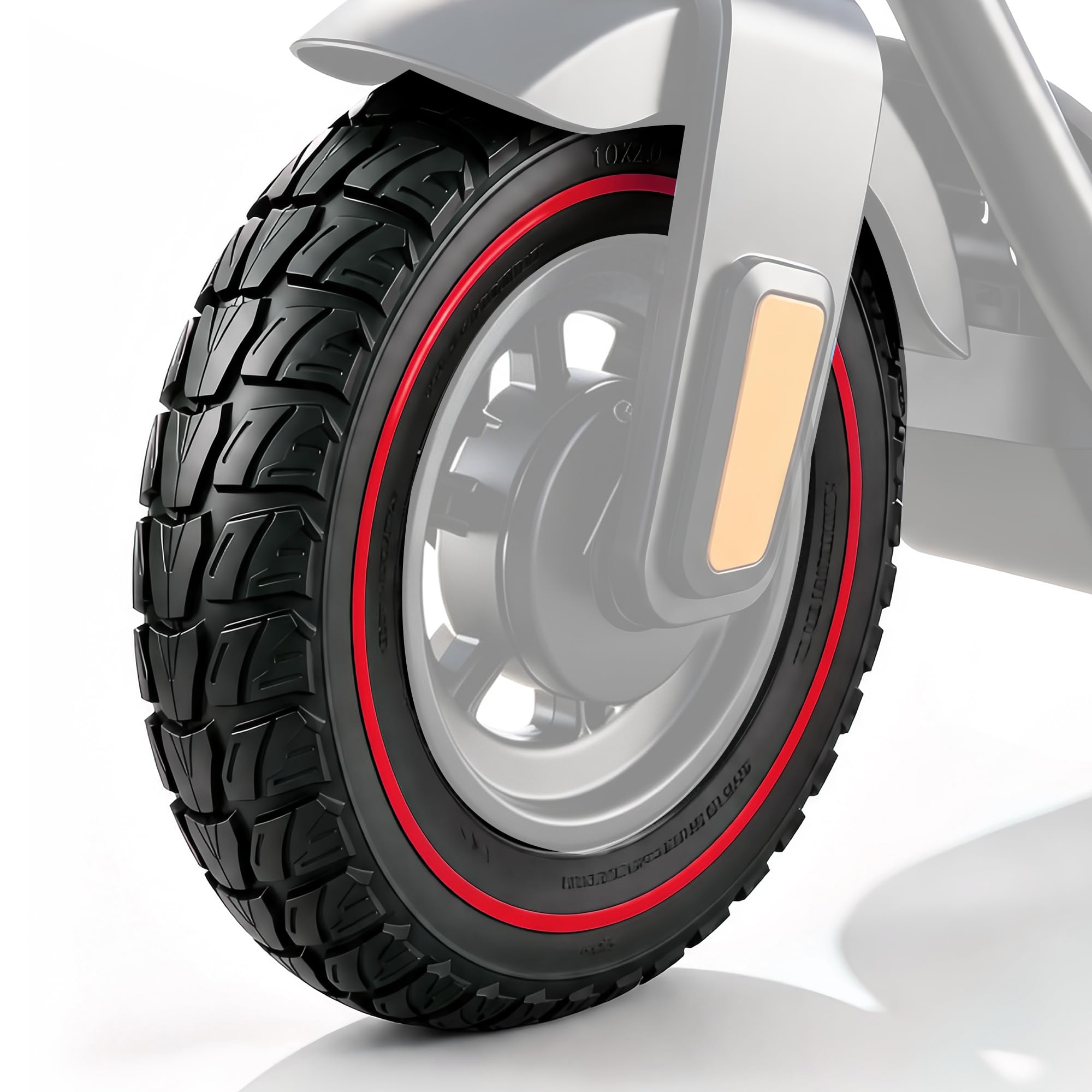 10 x 2,0 pollici 10 x 2,125, 50/75-6,1 Pneumatico Pieno per Xiaomi Monopattino M365 Pro 2 EVERCROSS EV10K, 10 x 2/54-152 Ruota Elastica, Anti Creving Ingambabile Solido, Rosso 2 pezzi