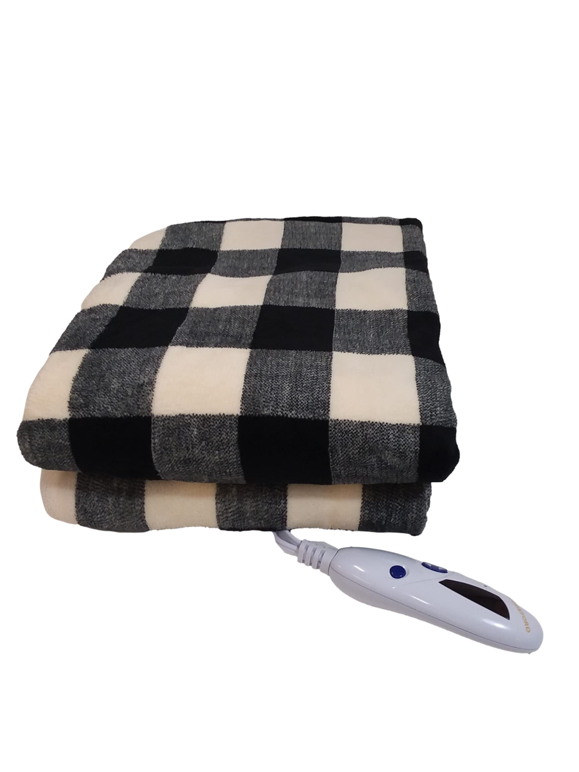 Amazon.com: Biddeford Blankets Micro Plush Electric Heated Blanket with  Digital Controller, Throw, Black/Cream Buffalo Check : Home u0026 Kitchen
