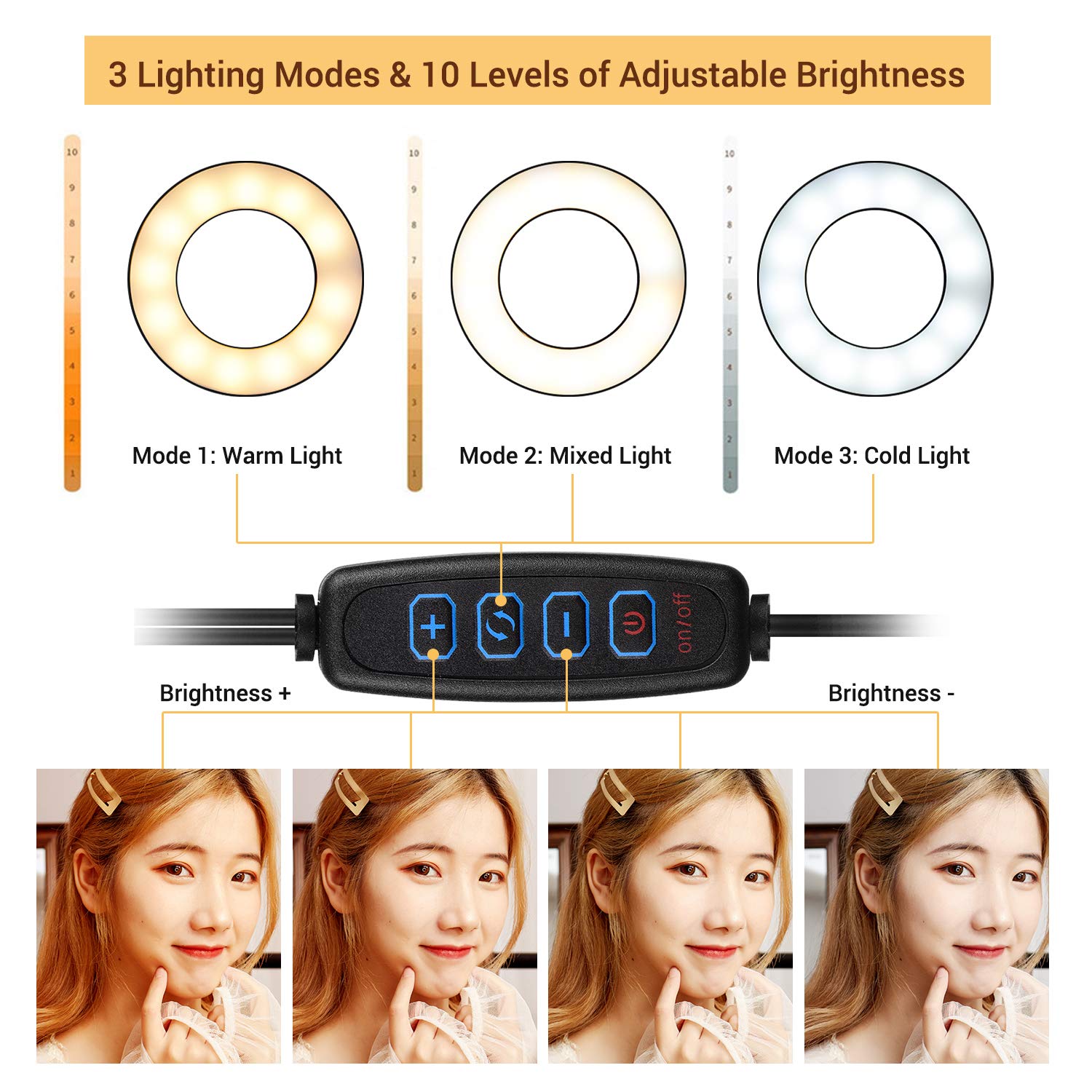 U-Kiss Selfie LED Ring Flash Light Portable Phone Selfie Lamp Luminous Clip Lamp