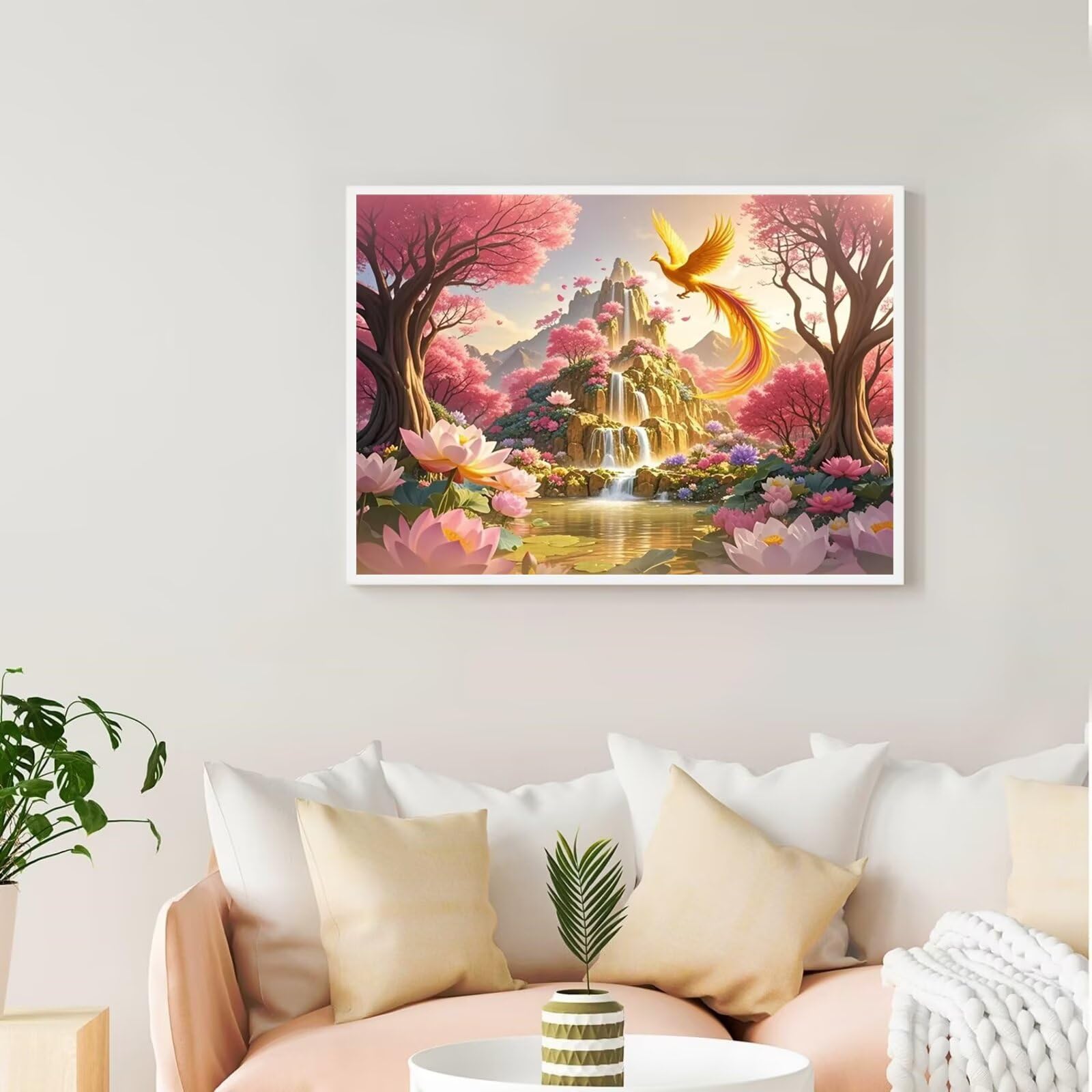 Diament Malarstwo Krajobraz Diament Malarstwo Dorosły 5D DIY Feniks Diament Malarstwo Kryształ Początkujący Zestaw Sztuki Dla Dorosłych Zestawy do Dekoracji Domu Muralnego, Prezent dla Kobiet 100 x