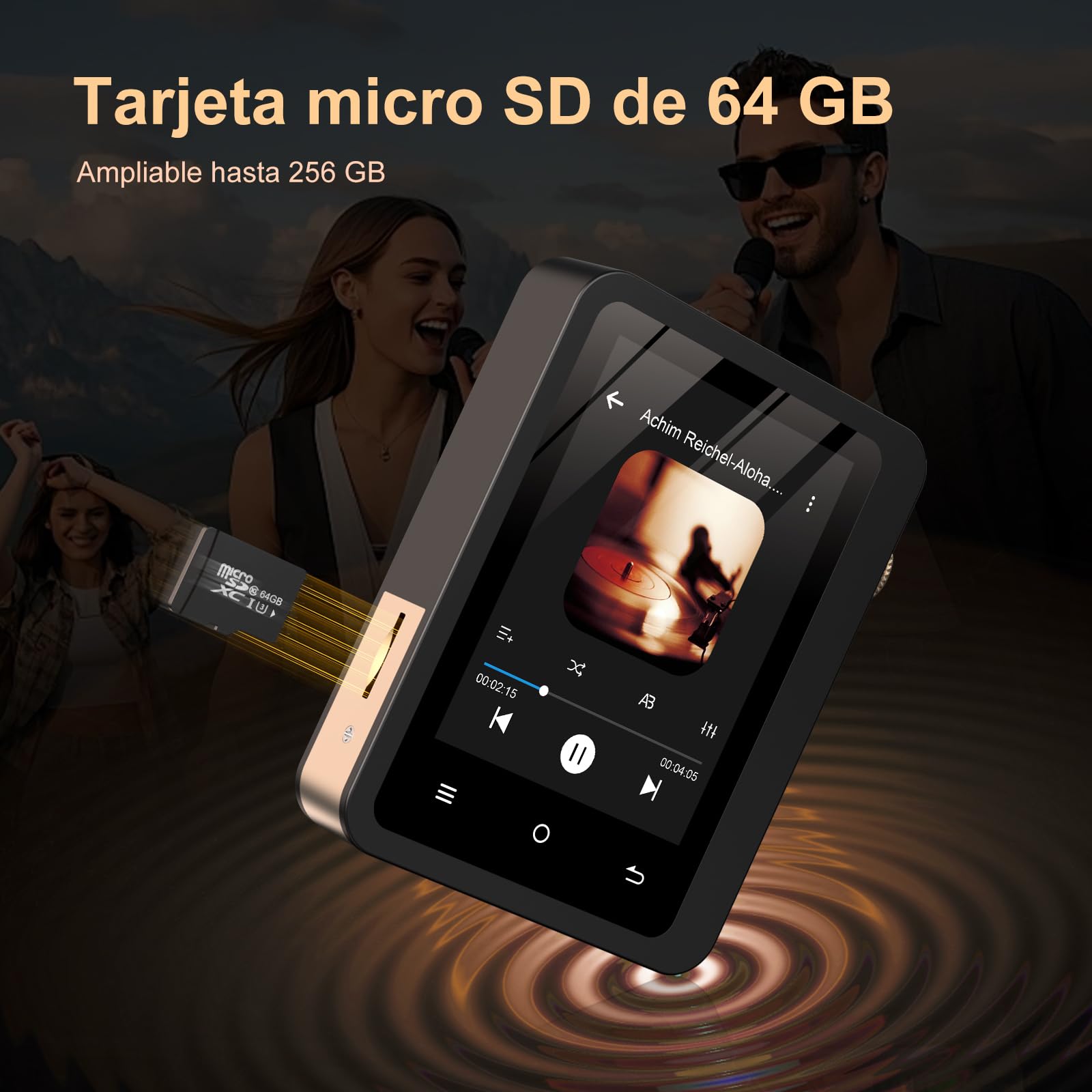 Reproductor MP3 Hi-Fi con compatibilidad con Bluetooth 5.3, reproducción de Audio de Alta resolución DSD sin pérdidas, Capacidad de 64 GB y Pantalla táctil de 2,8 Pulgadas