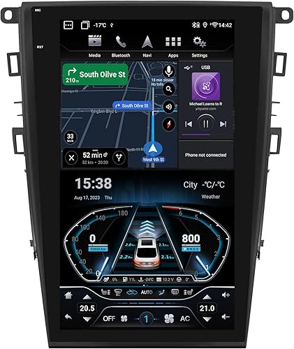 Radio estéreo de coche para Ford Fusion Mondeo 2013 a 2019 Android 100 T-Style unidad principal Navegación de 121 pulgadas IPS pantalla táctil