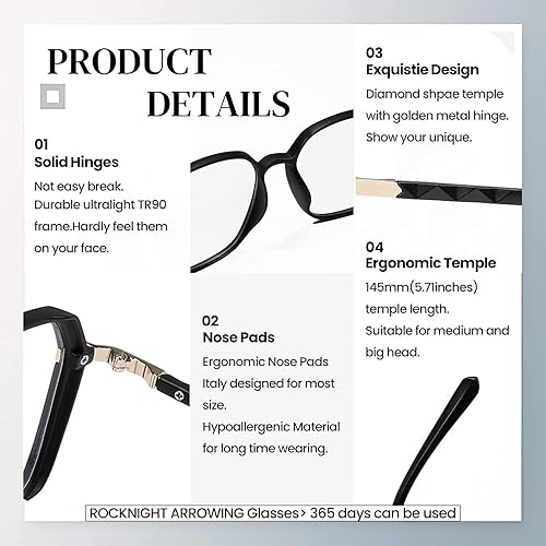 Miniatura 9 de ROCKNIGHT Lentes con bloqueo de luz azul antifatiga ocular y dolor de cabeza, protección contra reflejos UV para computadora, juegos, TV y teléfonos