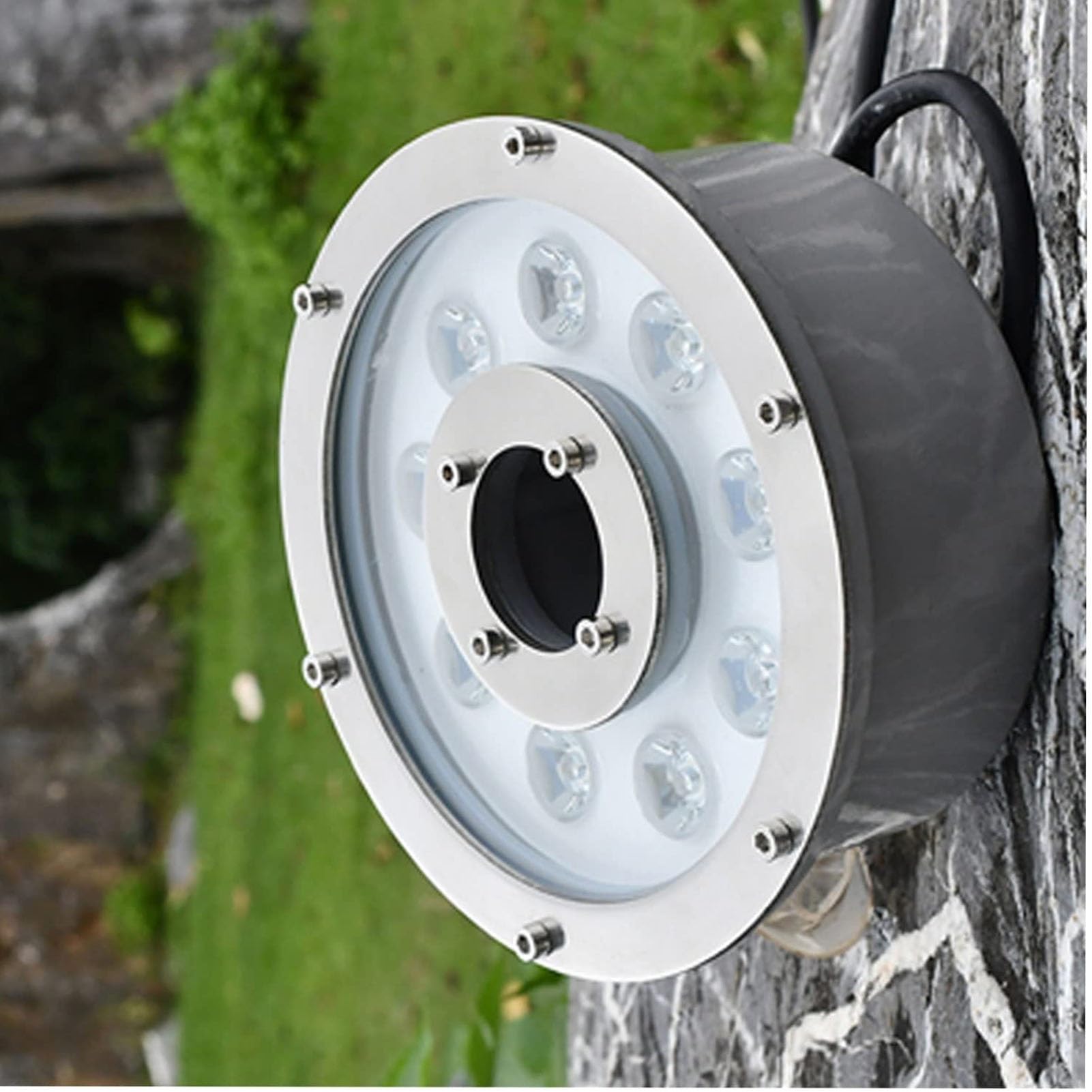 Submersible RGB Light - LED Ring Fountain Lamp, Recessed Spot Light, Stainless Steel Underwater Light, LED Ring Landscape, IP68 Waterproof Pond Lighting ( Color : Warm White Light , Size : 6w(24V) )