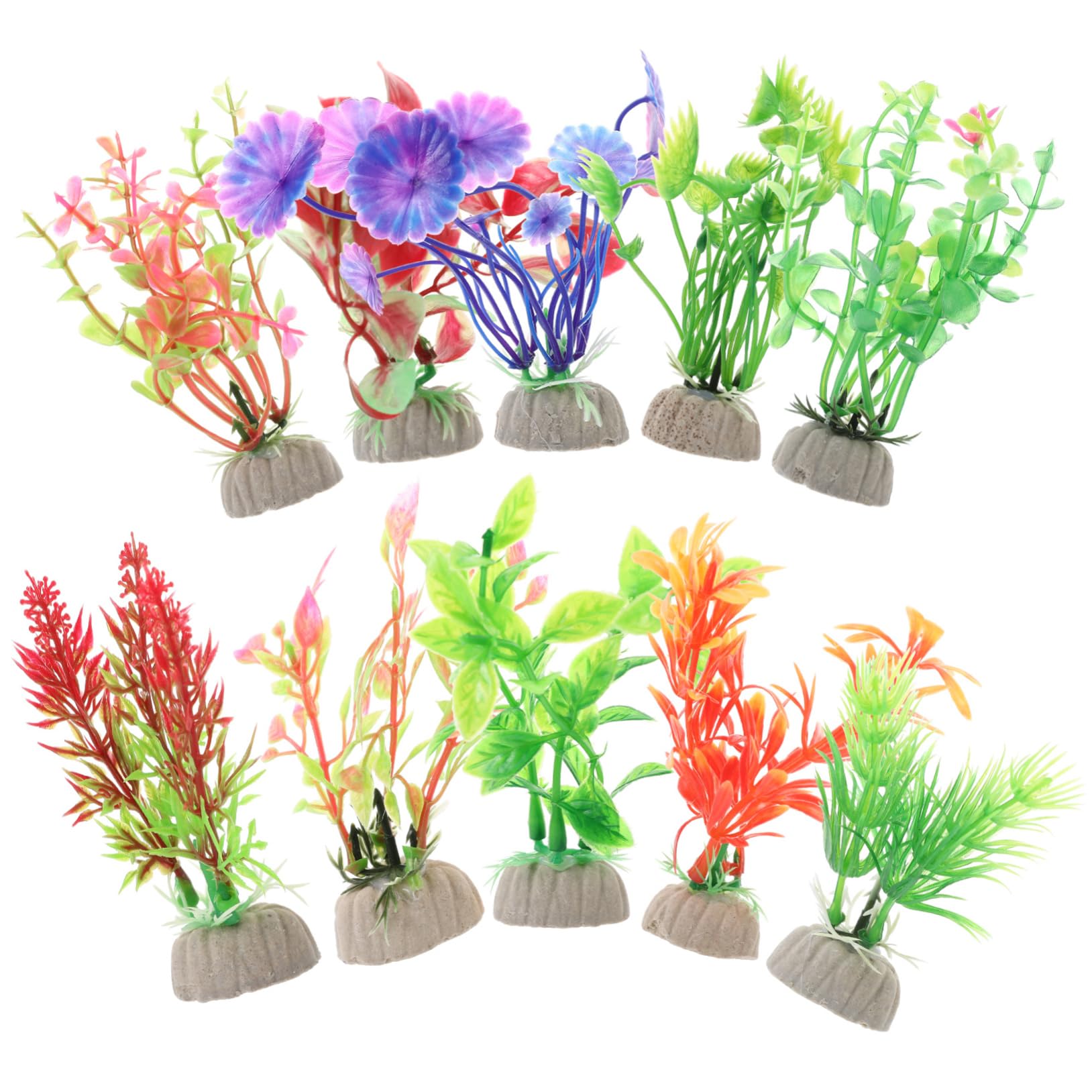 PRETYZOOM 5 Series Decoraciones De Peceras Acuario Interior Decoración Tanque Plantas Accesorios para Peceras Decoraciones Planta De Pecera El Plastico 10 Piezas X 5