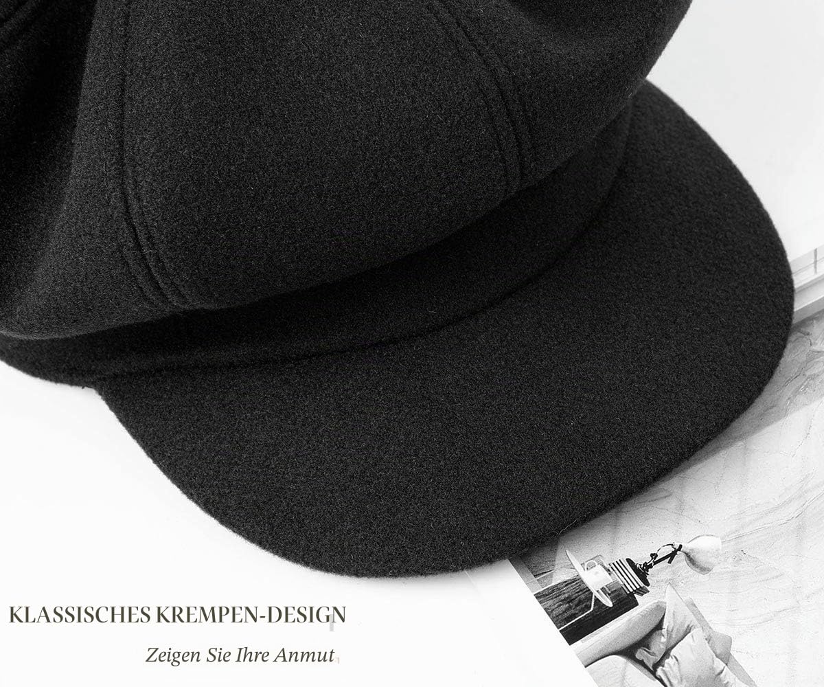 Superora Damen Ballonmütze Schirmmütze Wintermütze Kappe Barett Winter Mütze Newsboy Herbst Winter
