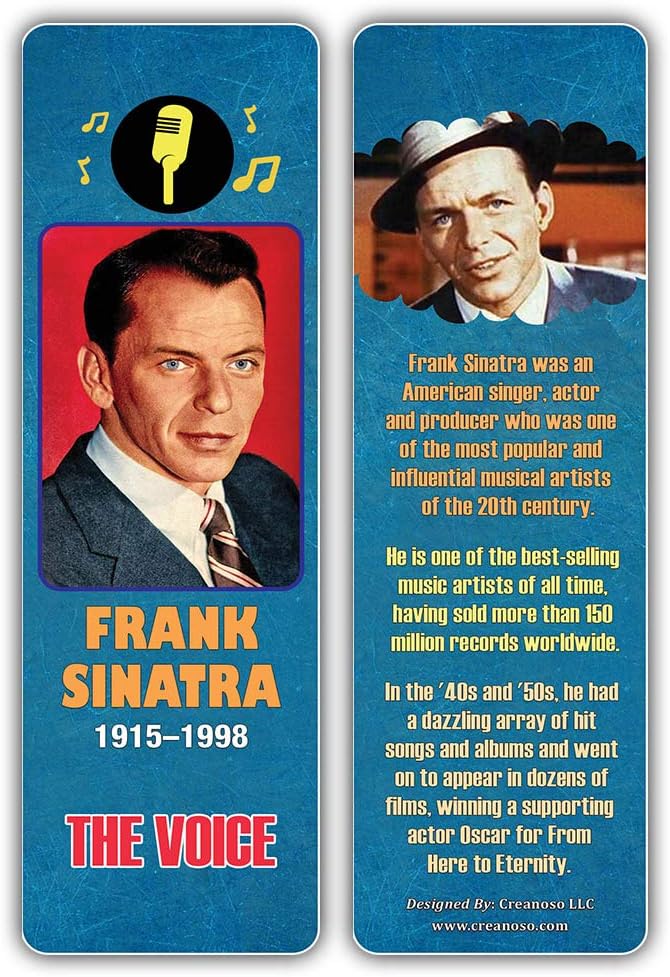 Creanoso Learning Facts Historical Famous Americans Musicians Bookmarks (60-Pack) – Unique Teacher Stocking Stuffers Gifts for Boys, Girls, Kids, Teens, Students – Book Reading Clippers