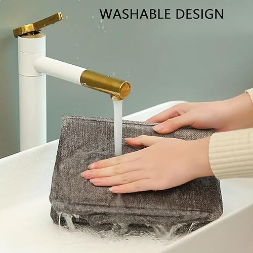 Miniatura 7 de Paquete de 2 contenedores de almacenamiento de tela con tapas, contenedores plegables de almacenamiento de ropa con tapa, cajas de almacenamiento de