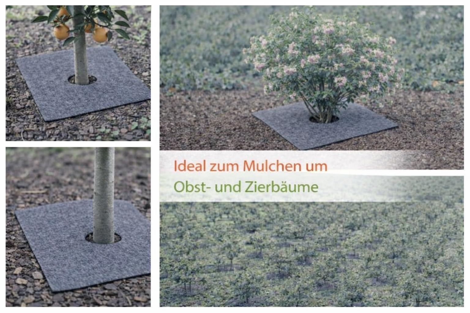 Arco Filcowa mata do mulczowania, antracytowa, 300 g/m², 37 cm, zestaw 24 sztuk – włóknina przeciw chwastom do ogrodu, przepuszczająca wodę, mata chroniąca drzewa, geowłóknina z recyklingu PET
