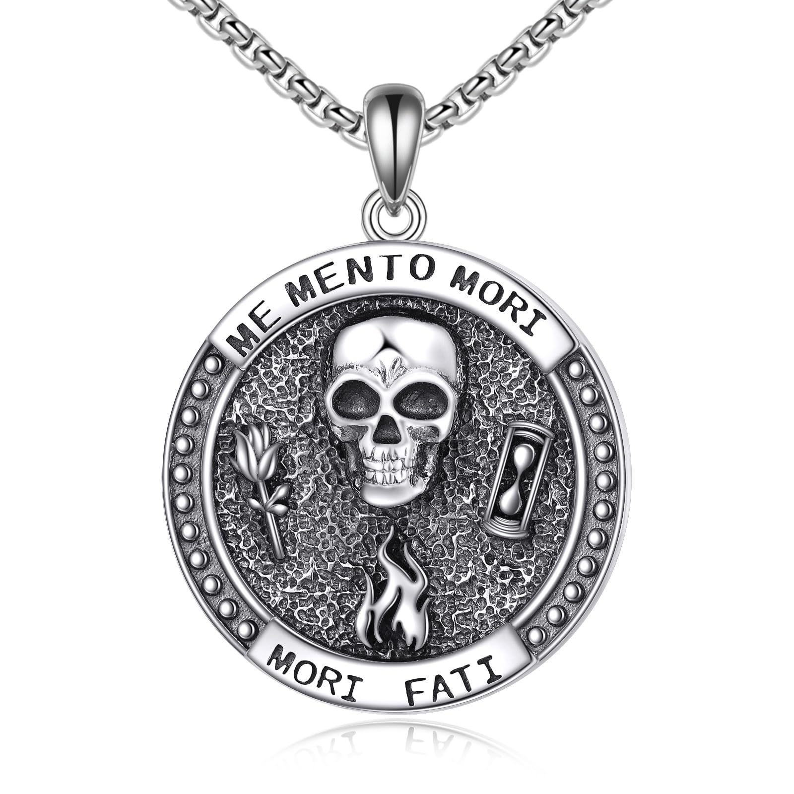 POPLYKE Thors Hammer/Kreuz/Memento Mori/Anatomische Herz/Raven Halskette für Frauen Männer Sterling Silber Wikinger Halskette Schmuck Geschenk für Männer