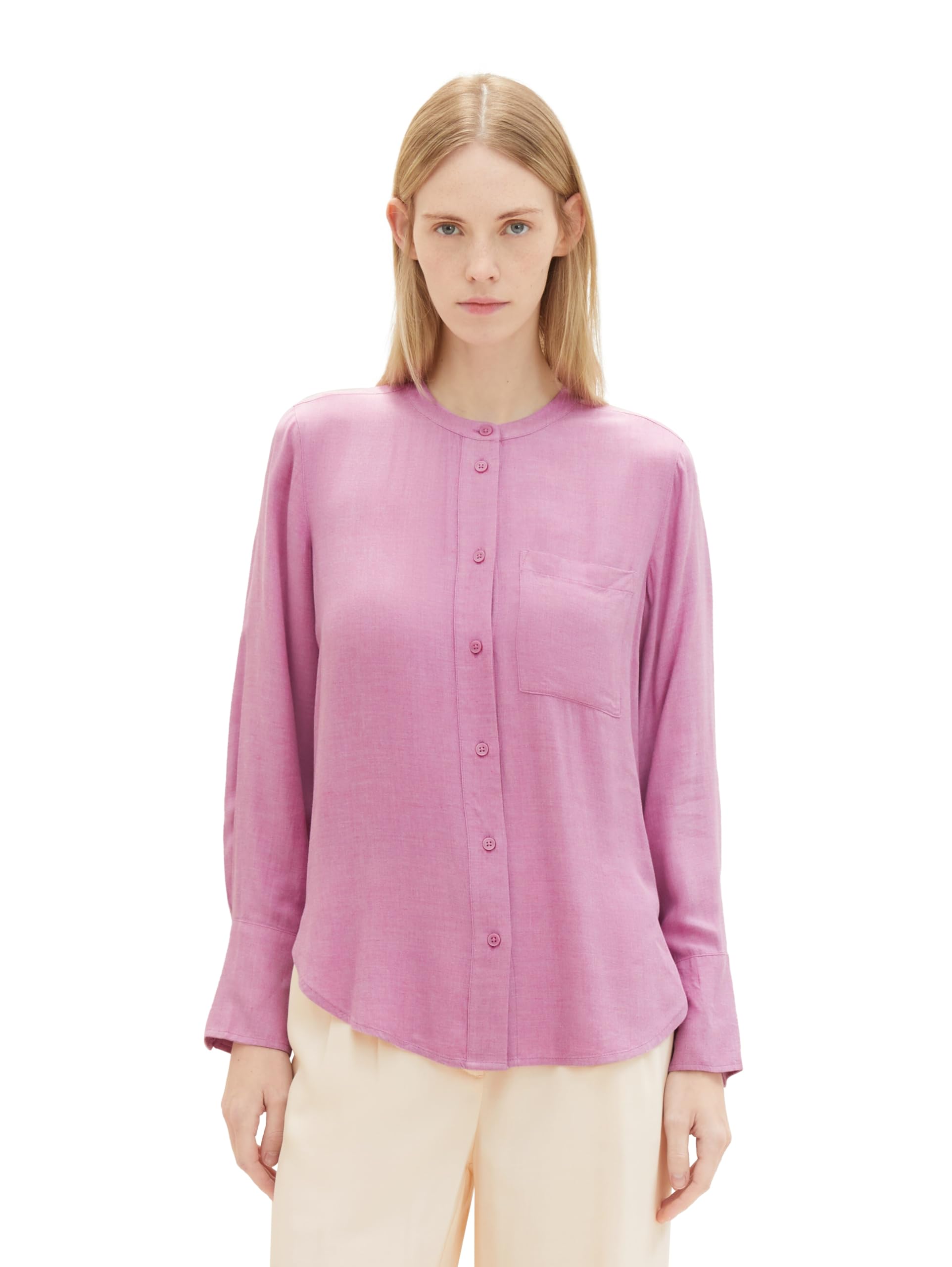 TOM TAILOR Women's Basic Blouse with Chest Pocket, 33963-mauvy Plum Melange, 18