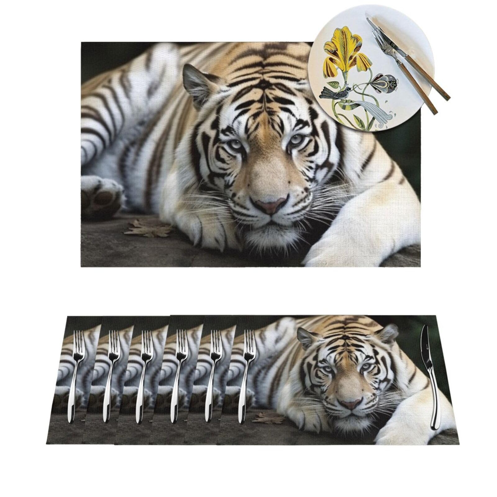 Sets de table lavables en PVC fini les taches sur la table motif tigre