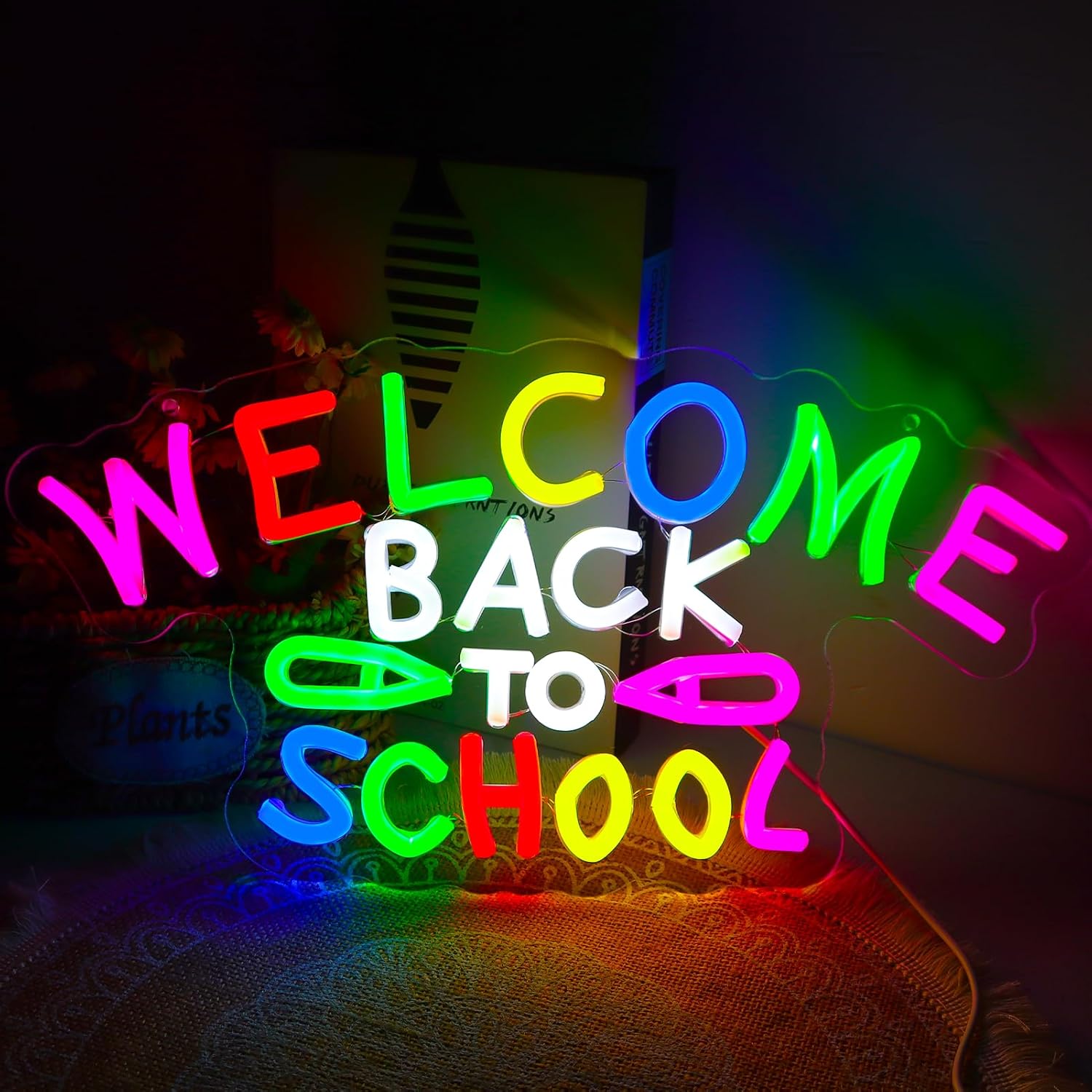 Welcome Back to School Neon Signs for Wall Decor，Led Neon Light for Bedroom，Study Room,Classroom，Christmas Birthday Party Gift