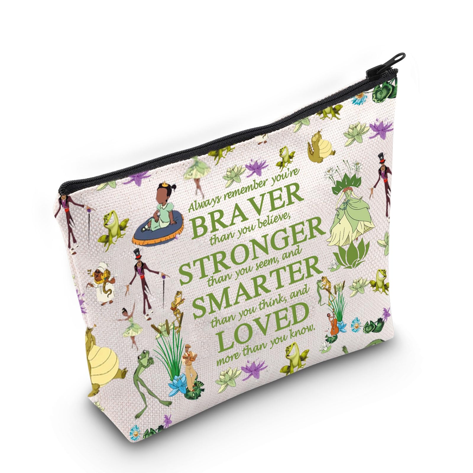 MEIKIUP Frog Makeup Bag Frog Travel Cosmetic Bags You are Braver Stronger Smarter Than You Think Zipper Pouch