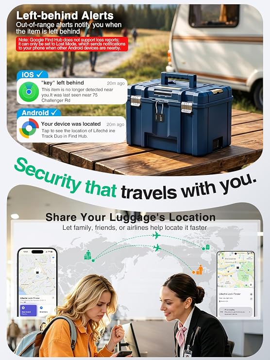 TSA Luggage Combination Lock with Apple Find My & Google Find Hub