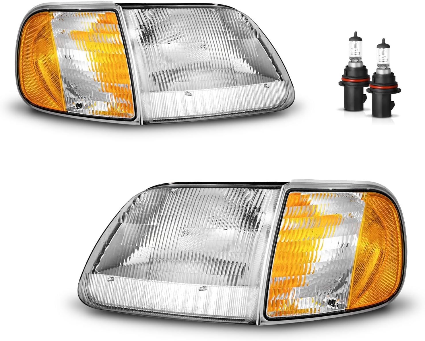 Headlights for 1997-2003 Ford F150/1997-2002 Ford Expedition/1998-1999 F250 Selected Models with Signal Marker Light, High/Low Beam W/Bulbs
