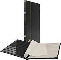 Vista 15 de LIGHTHOUSE - Libro de libros de tapa dura "BASIC" para sellos, 64 páginas de cartulina negra A4 con tiras transparentes y bisagras de lino dobles