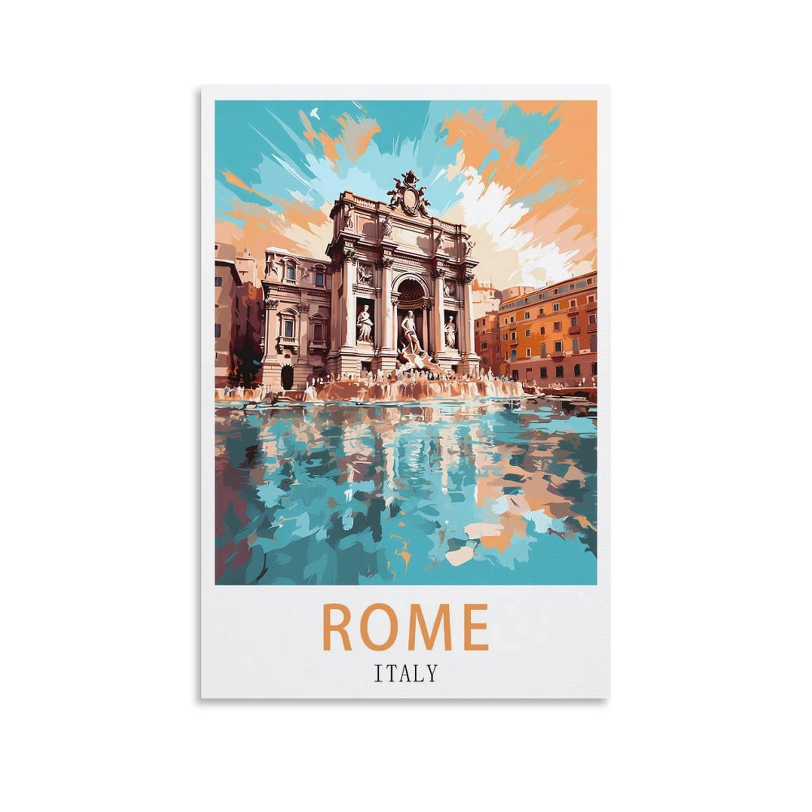 YNIEILUU Italy Rome Vintage Travel Posters 16x24inch(40x60cm) Canvas Art Posters Painting Pictures Wall Art Prints, Wall Decor for Bedroom