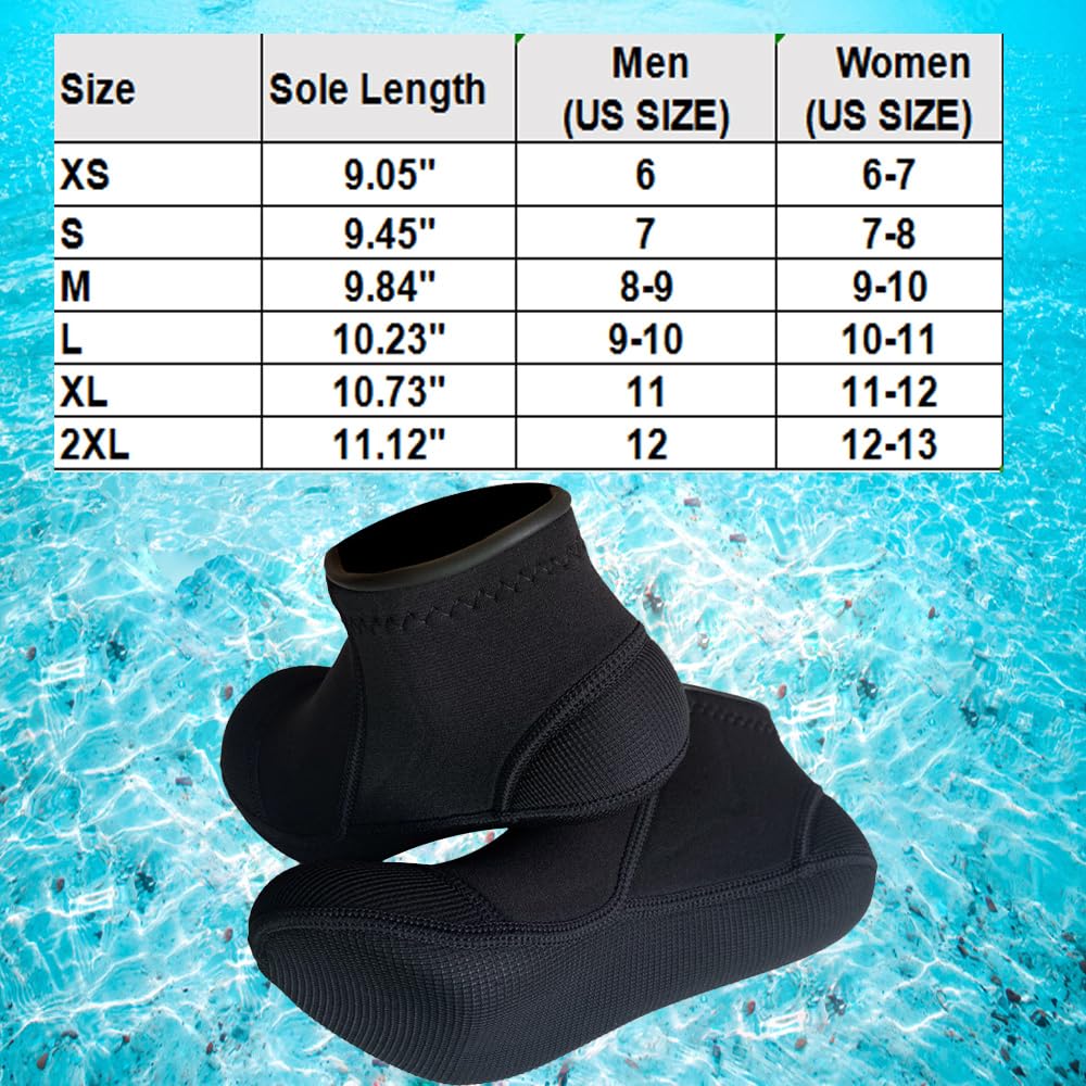 MYLEDI 2 pares de calcetines cortos unisex de neopreno de 3 mm para esnórquel, natación, buceo, kayak, surf, deportes de playa