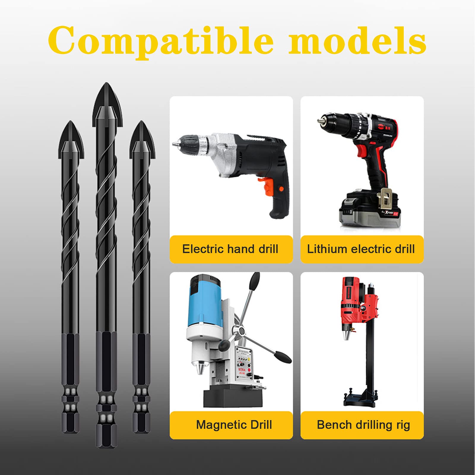 5 Pièces 6mm Ensemble De Forets De Pour Carrelage Et Verre, Forets