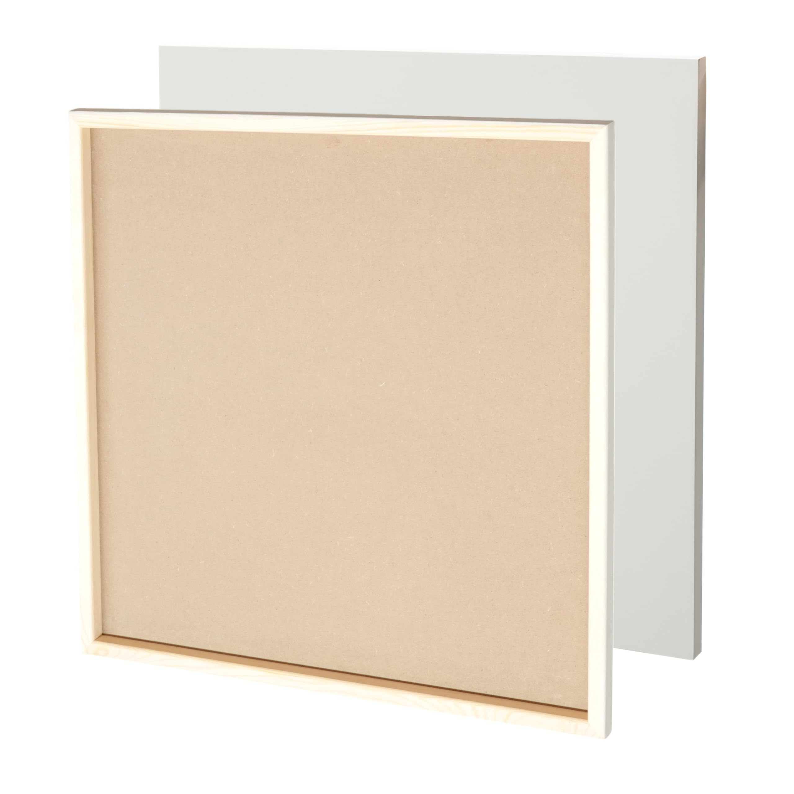 ARTIKUM Lot de 2 planches de peinture en MDF 50 x 50 cm - Blanc apprêté - Profondeur 1,9 cm - Plaque de peinture en MDF avec cadre en pin - Fond de peinture sur bois - Pour peinture, bricolage