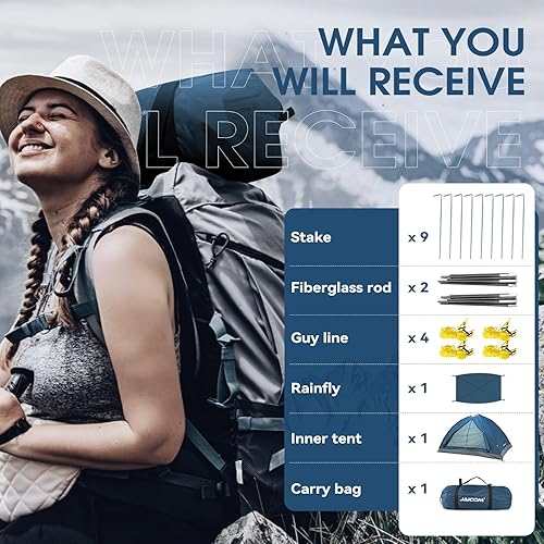 Miniatura 6 de Tienda de campaña para 124 personas tienda de campaña ligera para mochileros, impermeable, resistente al viento, fácil instalación, para exteriores,