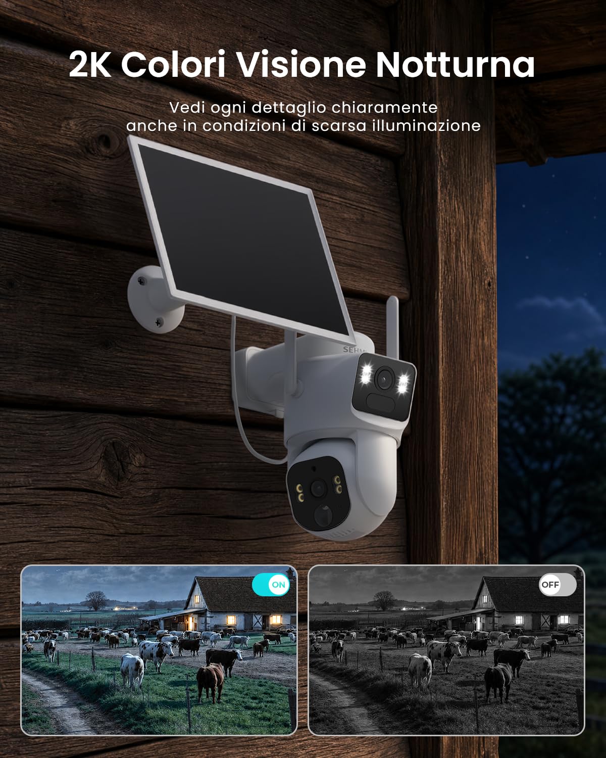 SEHMUA 4G LTE Telecamera di sorveglianza solare per esterni