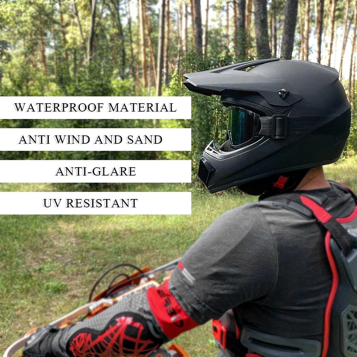 Yourkar Gafas de motocross, protección UV, ATV todoterreno, resistentes al viento, visión amplia, para montar en motocicleta