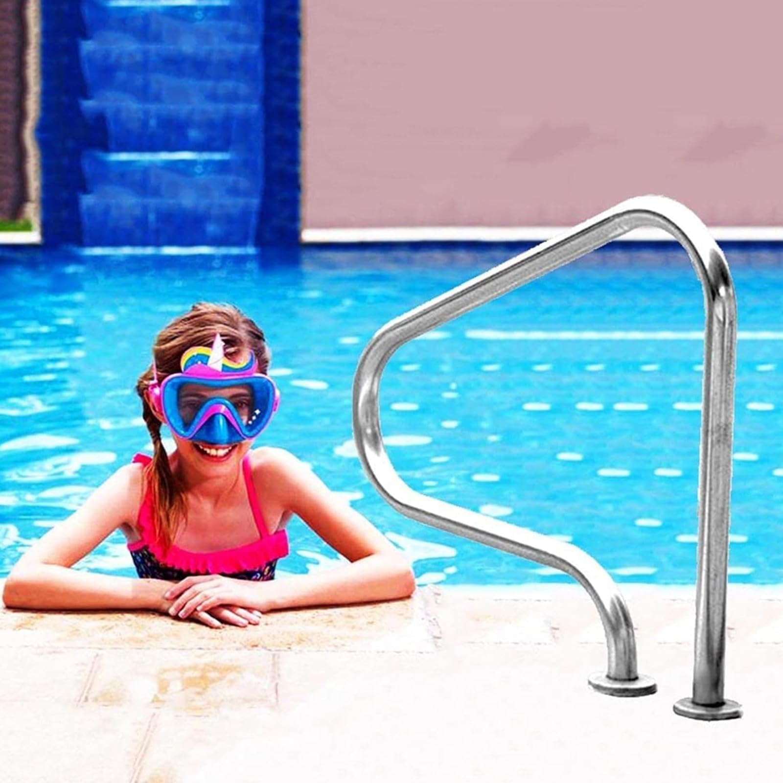 WMYWBYT Swimming Pool Safety Hand Rail Stainless Steel Handrails for Inground Pools Entrances,Safety Railings Easy-to-Install Spa Handrails