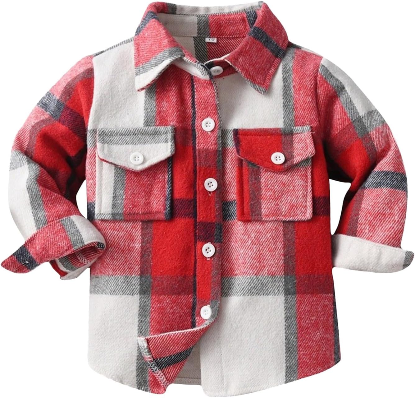 Toddler Boys Girls Jacket Plaid Outerwear Shirt Kids Long Sleeve Lapel Button Down Top Baby Regular Fit Fall Clothes