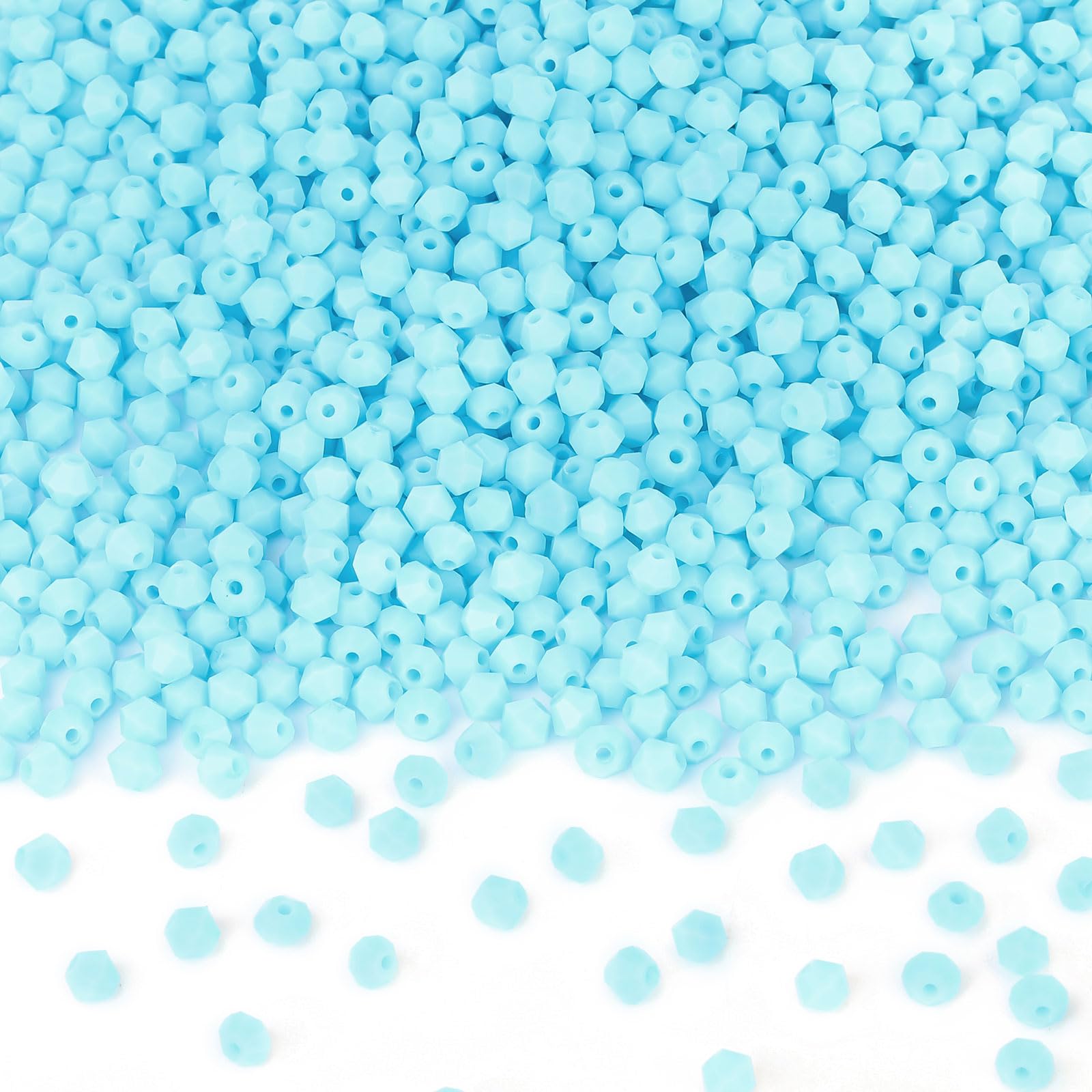 DoDoBeads 720 Pcs 4mm Bicone Sky Blue Glass Beads for Jewelry Making, Bracelet Making, Craft Projects