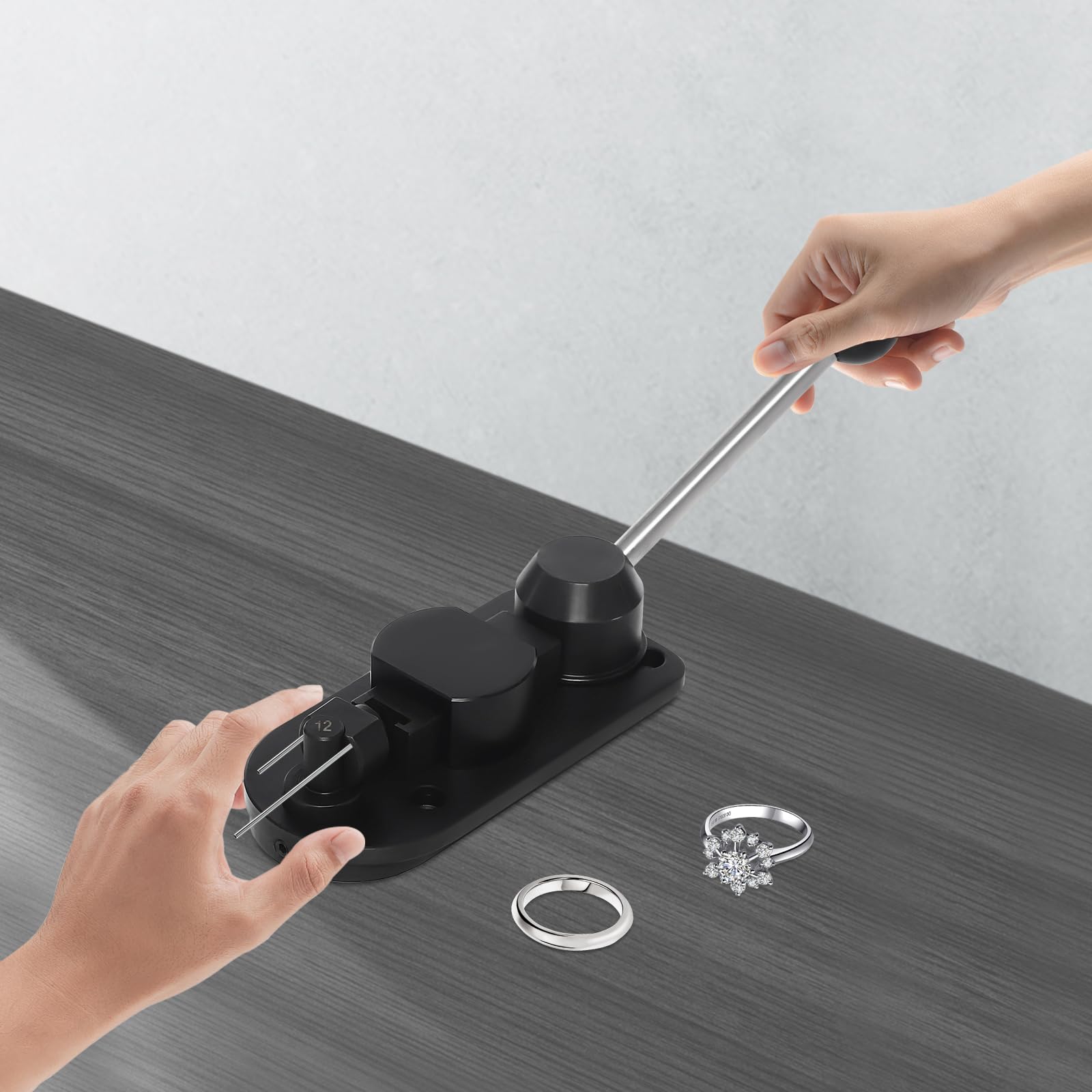 Ring Bending Tool, Multifunctional Jewelry Making Tool, Earring Bending Tool Ring Sizer Measuring Tool with 6 Nylon Dies & 16 Chrome Steel Molds for Earrings, Bracelets, Rings