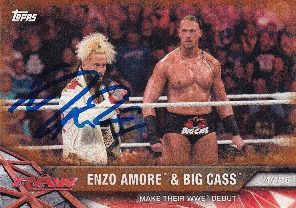 Enzo Amore Signed 2017 Topps WWE Road to Wrestlemania Bronze Card 71 w/Big Cass - Autographed Wrestling Cards