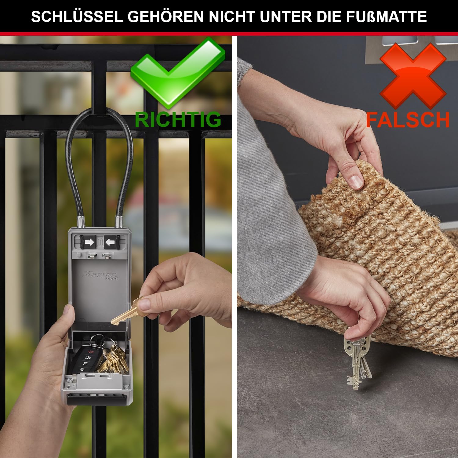 Master Lock Schlüsseltresor 19.6 x 7.6 x 5.6 cm Außen Schlüsselsafe