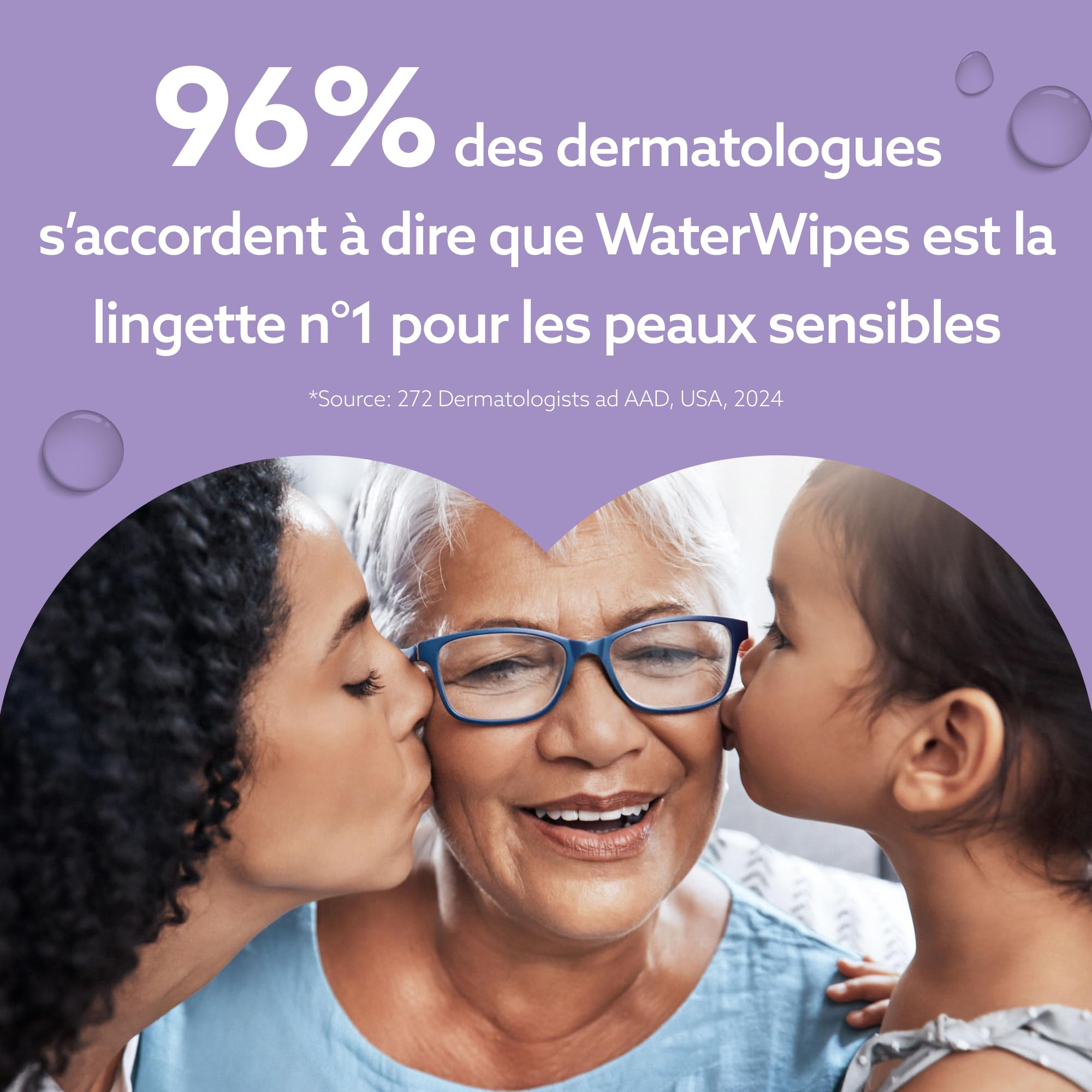 WaterWipes Sensitive+ Soothing Clean Wipes, Lingettes Apaisantes, 720 unités (12 paquets), 3-en-1 nettoie, soigne, apaise, 99% d'eau avec extraits botaniques, non parfumées