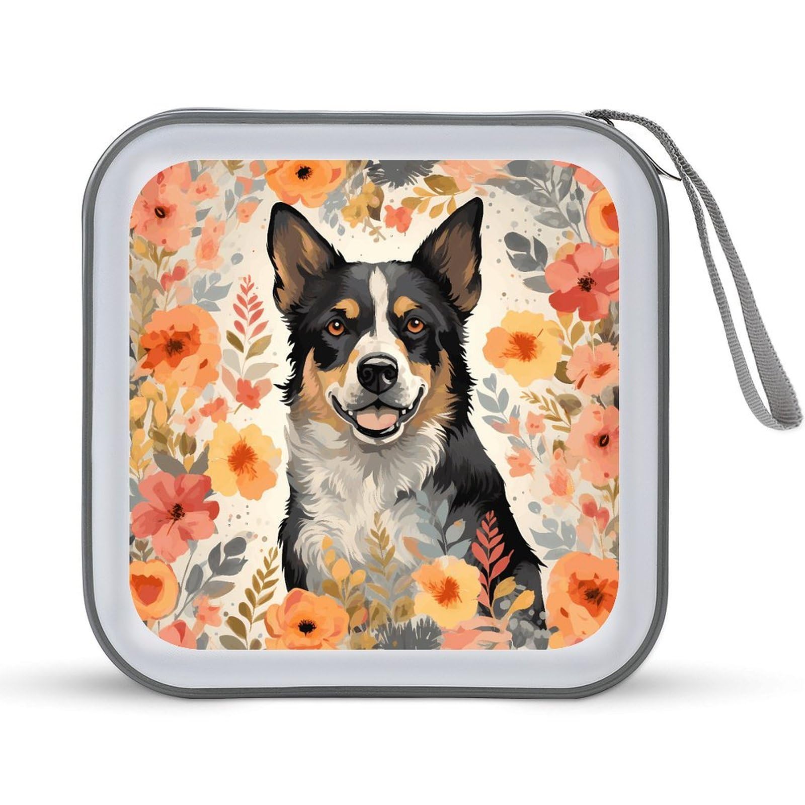 Estuche para CD de perro ganadero: carpeta portatil de plastico duro para 40 DVD en casa