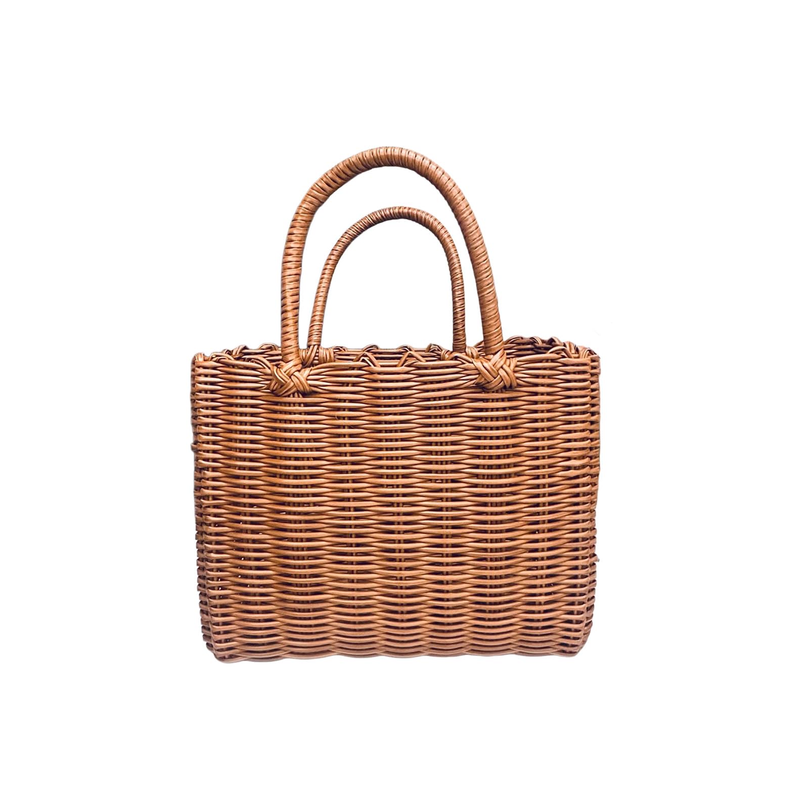 Stylish Handwoven PVC Bag for Travel, Grocery Shopping, and Outdoor Activities, Lightweight Fashionable Outdoor Meal Basket