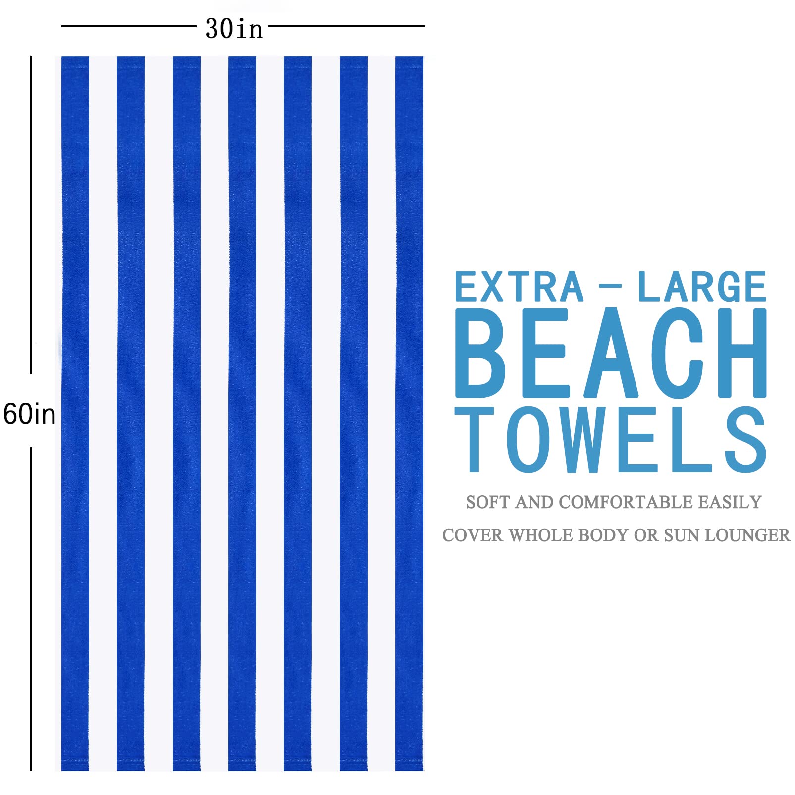 Lot de 2 serviettes de plage surdimensionnées en microfibre à séchage rapide pour voyage, été, sport, natation, piscine, yoga, camping