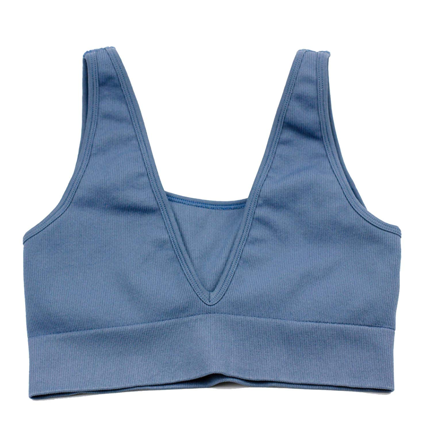 Mid Support Seamless Workout Fitness Bras Crop Top Women Vest Types Gym Sports Bra Back Deep-V Bra