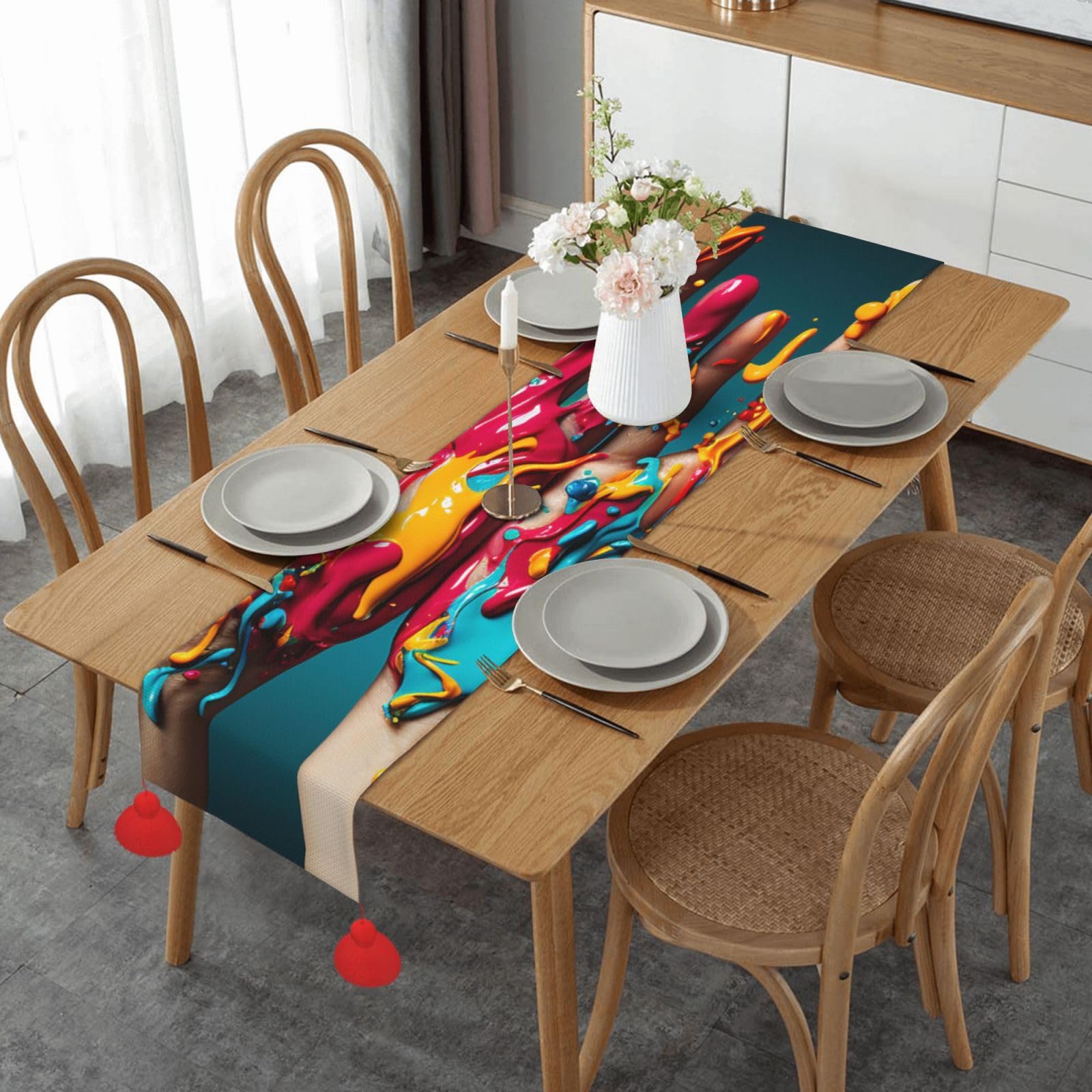Chemin de table en lin de fête et cuisine pour des dîners conviviaux et chaleureux