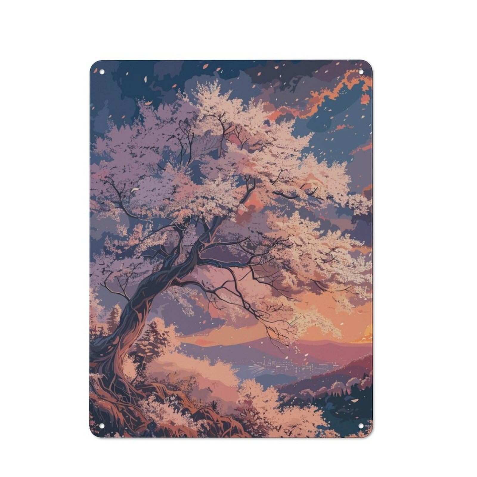 Junmoney Nature Cherry Blossoms Vintage Tin Sign 40X30cm For Guest Room Or Hallway, Suited To Home Decor Collectors