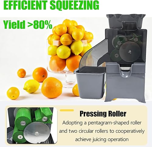 Miniatura 3 de TECHTONGDA Máquina comercial de exprimidor de naranja con cubo de recolección de cáscaras y caja de filtro, Extractor de jugo de cítricos de 110V