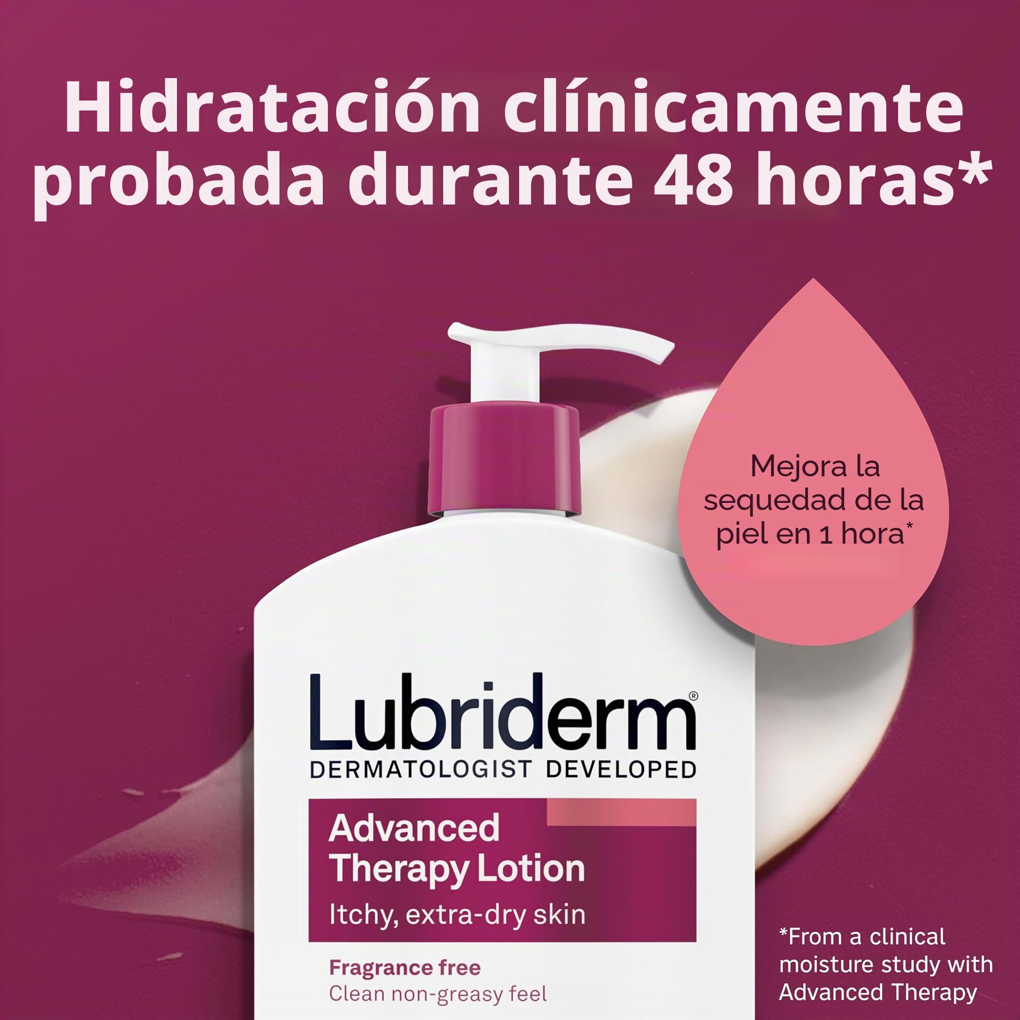 Lubriderm Advanced Therapy Loción corporal, loción sin fragancia para piel extremadamente seca, hidratación pro-ceramida para piel sensible, seca y sensible, loción para manos y cuerpo, no grasosa