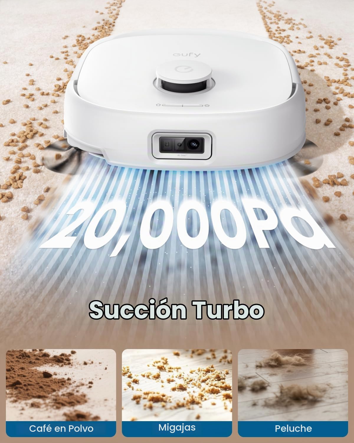 eufy Robot Aspirador Omni E25 Robot Aspirador y fregador 20.000 Pa | Sistema HydroJet, cepillos desenredantes DuoSpiral, Brazo CornerRover, estación Todo en uno | Sistema HydroJet, cepillos desenredantes DuoSpiral, brazo CornerRover, estación todo en uno