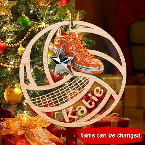 Miniatura 2 de WONWIX Adorno de resina para amantes de los jugadores de voleibol, estrella y zapatos, adornos de bola deportiva, regalos para hombres, mujeres,