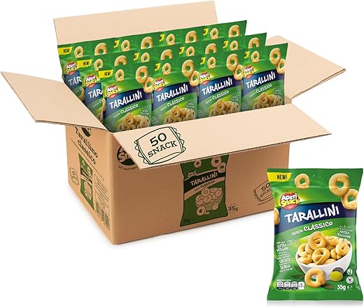 Aperisnack® AP01.002.14 Box of 50 Pieces – Tarallino Classic Flavour Box 50 Pieces x 35 g Snacks Ideal for Aperitif