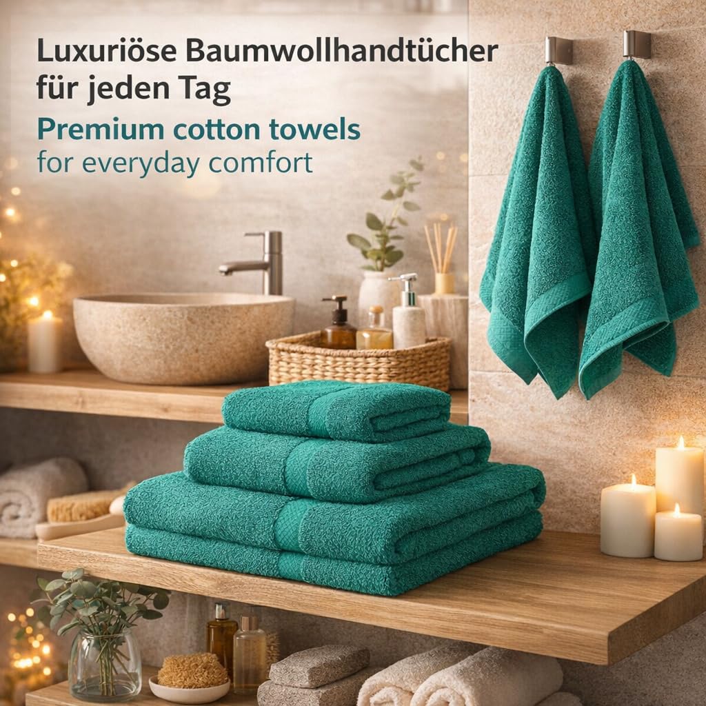 Betz 4-częściowy zestaw ręczników premium 2 ręczniki do rąk 50 x 100 cm 2 ręczniki kąpielowe 70 x 140 cm 100% bawełna kolor szmaragdowy zielony